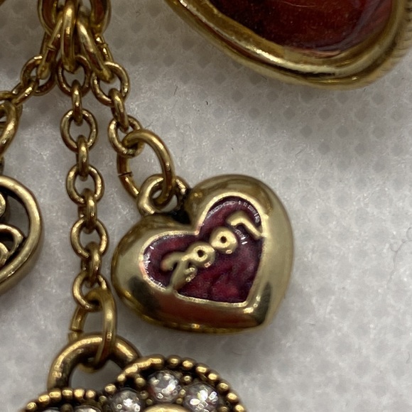 Monet Gold Tone Red Bow Dangling Heart Brooch/ Pin 2007 - Picture 3 of 7